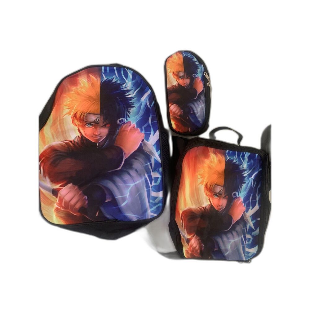 Naruto Anime 17 inch Laptop Backpack--3 piece with Lunch Box and Pencil Bag
